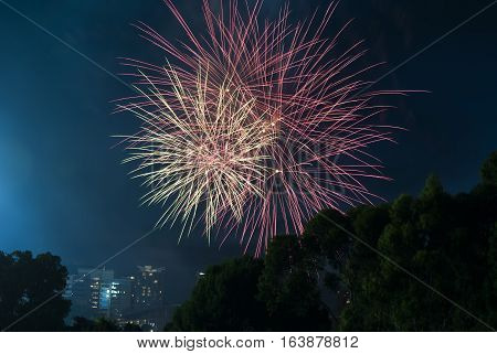 Fire Works On New Years Eve Over Adelaide Cbd, South Australia