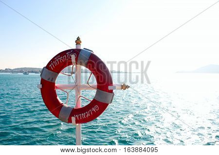 life ring on the sea background, lifebuoy