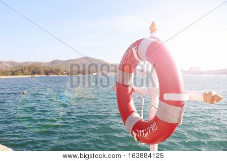 life ring on the sea background, lifebuoy