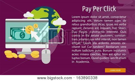 Pay Per Click Conceptual Banner | Great flat illustration concept icon and use for business, marketing, working, idea, event and much more.
