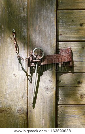 Detail of the closed door - safety pin