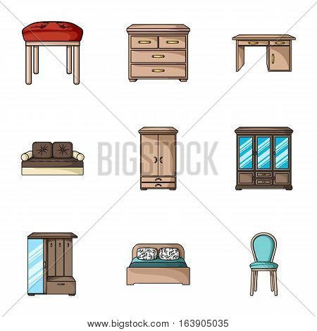 Furniture and home interior set icons in cartoon design. Big collection of furniture and home interior vector symbol stock illustration