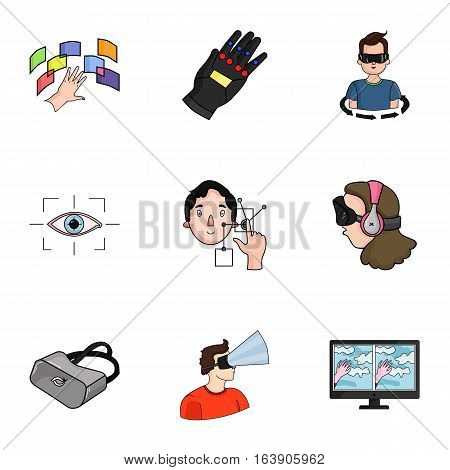 Virtual reality set icons in cartoon design. Big collection of virtual reality vector symbol stock illustration