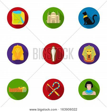 Ancient Egypt set icons in flat style. Big collection of ancient Egypt vector symbol stock