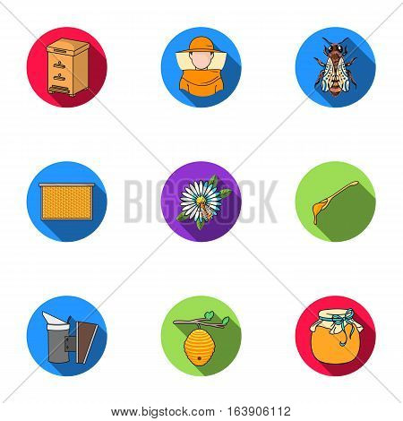 Apiary set icons in flat style. Big collection of apiary vector symbol stock