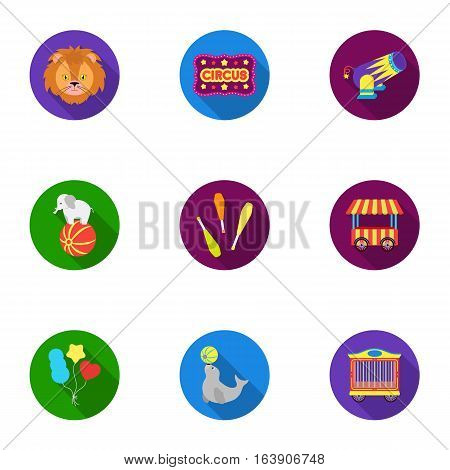Circus set icons in flat style. Big collection of circus vector symbol stock