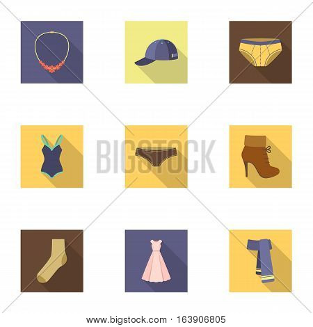 Clothes set icons in flat style. Big collection of clothes vector symbol stock