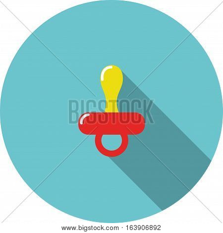 vector children icon Red baby nipple on a blue background