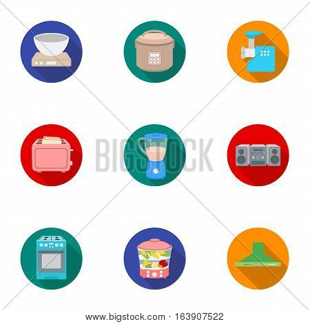 Household appliances set icons in flat style. Big collection of household appliances vector symbol stock