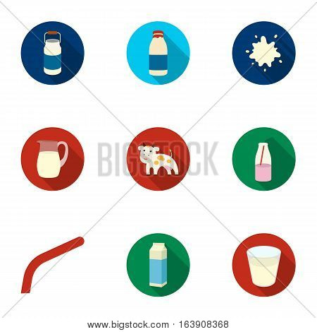 Milk set icons in flat style. Big collection of milk vector symbol stock