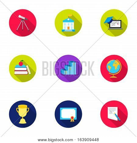 School set icons in flat style. Big collection of school vector symbol stock