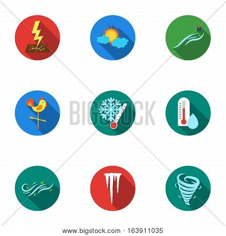 Weather set icons in flat style. Big collection of weather vector symbol stock