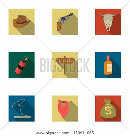 Wild west set icons in flat style. Big collection of wild west vector symbol stock