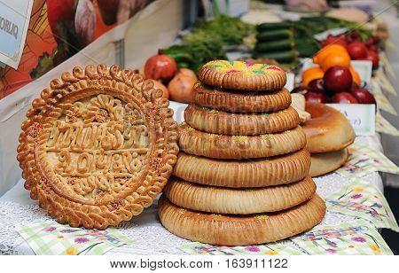 The picture of uzbek bread called 