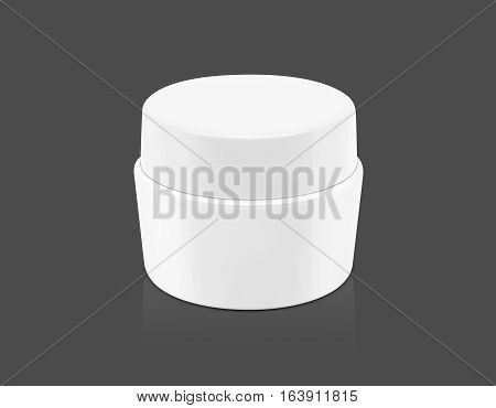 blank packaging white cosmetic cream pot isolated on gray background with clipping path ready for product design