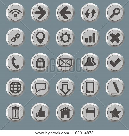 Set of the gray web icons. Vector illustration