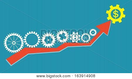 teamwork concept, gears and arrow, vector illustration