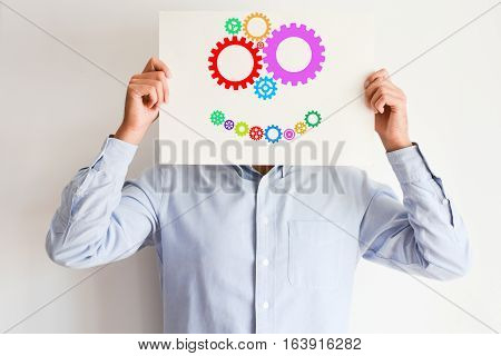 Creative mind concept spinning gears or wheels