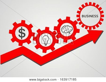 teamwork concept. Gears and arrow, vector illustration
