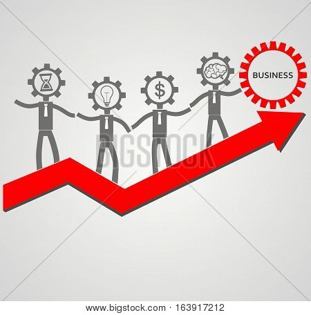 teamwork concept. vector illustration. arrow and gears
