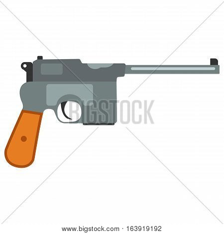 Pistol handgun security and military weapon. Metal pistol gun. Criminal and police firearm vector illustration.