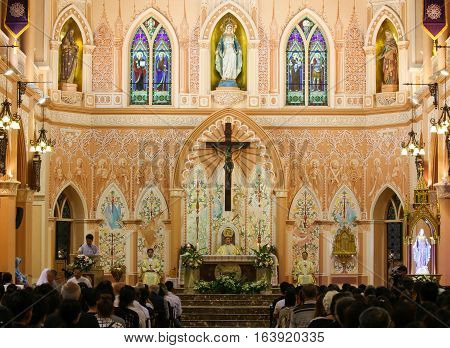CHANTHABURI, THAILAND - DECEMBER 24, 2016 : Christmas, The Catholic Church (Maephra Patisonti Niramon).