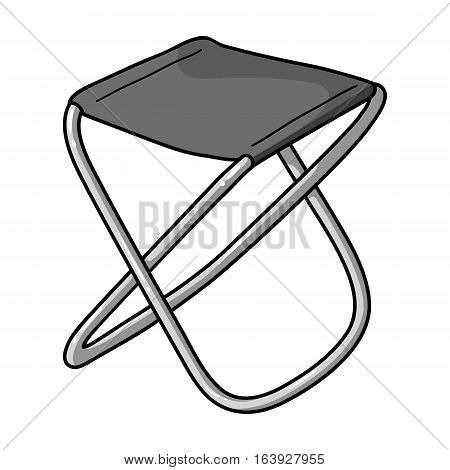Folding stool icon in monochrome design isolated on white background. Fishing symbol stock vector illustration.