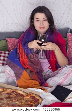 Woman Spending Evening In Bed