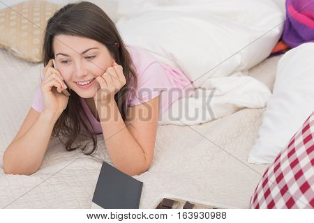 Happy Single Woman In Bed