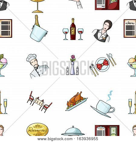Restaurant pattern icons in cartoon style. Big collection of restaurant vector symbol stock