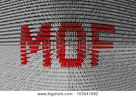 MOF in the form of binary code, 3D illustration