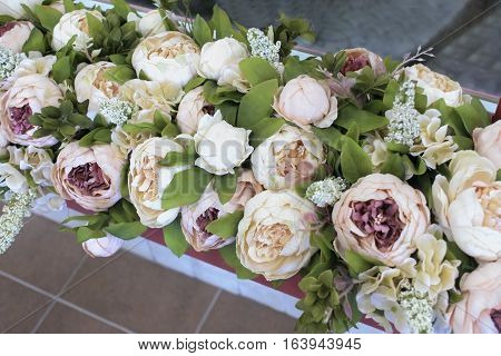 Flowers On The Window Of The Flower Shop