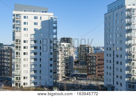 Modern residential area in Gothenburg in Sweden