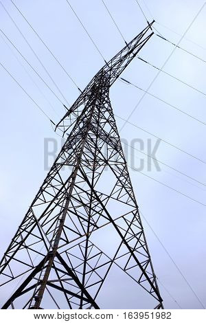 Electrical tower along the Mississippi River waterfront in St. Louis Missouri.