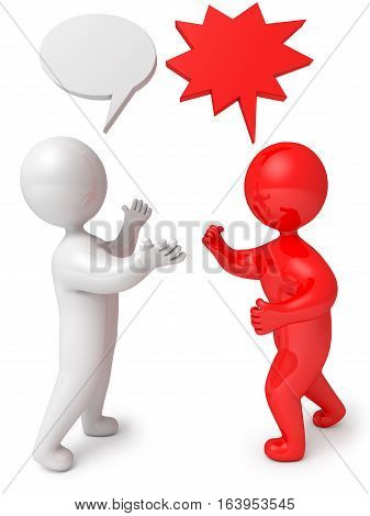 3d render people dialog debate. Isolated on white background