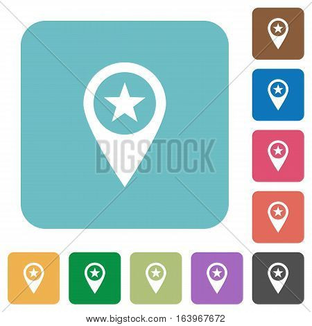 POI location white flat icons on color rounded square backgrounds