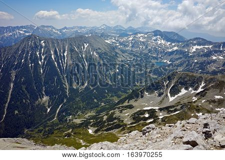 Amazing panorama from Vihren peak, Pirin Mountain, Bulgaria