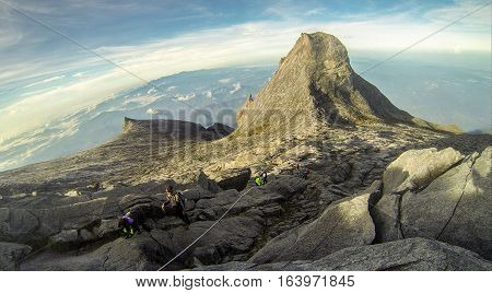 View from top of Low's Peak,4095 meters above sea level of mountain Kinabalu,Sabah,Borneo.Mount Kinabalu is the tallest mountain in Malaysia and the 20th tallest in the World.