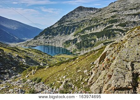 Amazing Panorama with green hils and Mitrovo lake, Pirin Mountain, Bulgaria