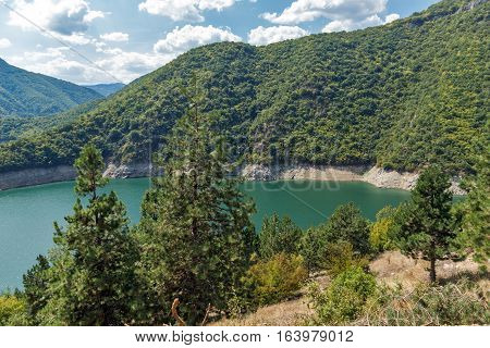 Amazing view of Meander of Vacha (Antonivanovtsy) Reservoir, Rhodopes Mountain, Bulgaria