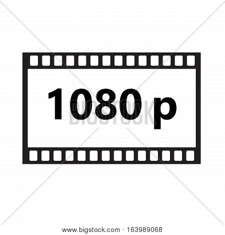 Flat icon of 1080p hd video on white background. 1080p hd video sign.