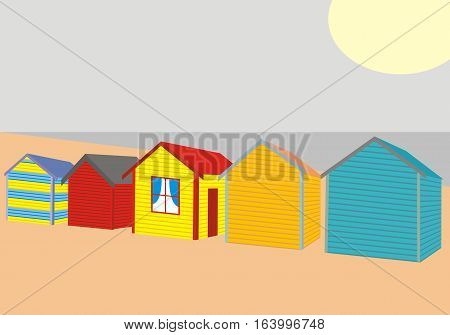 Beach Houses. Sea and sun. vector illustration