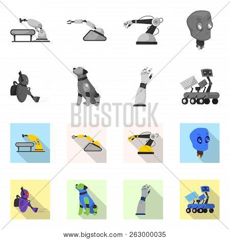 Vector Design Of Robot And Factory Symbol. Collection Of Robot And Space Vector Icon For Stock.