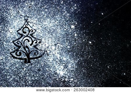 New Year Background. Christmas Background. Abstract Background, Illustration Of Christmas Tree On Bl