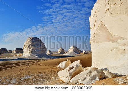 Beautiful Abstract Nature Rock Formations In Western White Desert, Sahara. Egypt