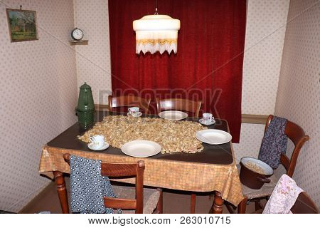 Enkhuizen, The Netherlands - October 12th 2018: 19th Century Kitchen, Reconstruction Of An Old Dutch