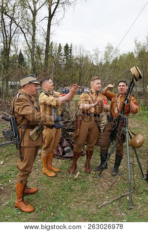 Sholokhovo, Moscow Reg./russia - May 5, 2018: Participants Of Reconstruction Of One Of The Last Batt