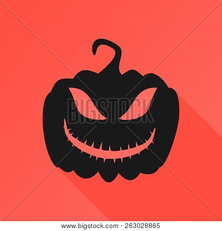 Icon In The Form Of A Festive Pumpkin Made In The Style Of Flat Design