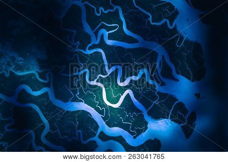 Ganges River Delta. Satellite View. Elements Of This Image Furnished By Nasa.