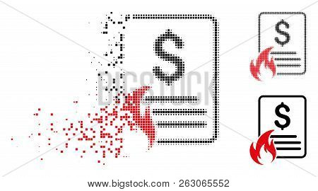 Hot Price List Icon In Fractured, Pixelated Halftone And Undamaged Whole Variants. Pixels Are Combin
